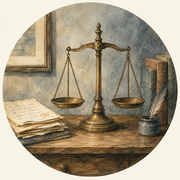 Brass balance scale illustration