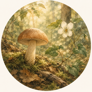 Mushroom and wildflower illustration