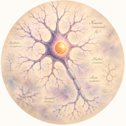 Antique-style neuron diagram illustration