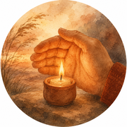 Hand shielding a candle flame illustration