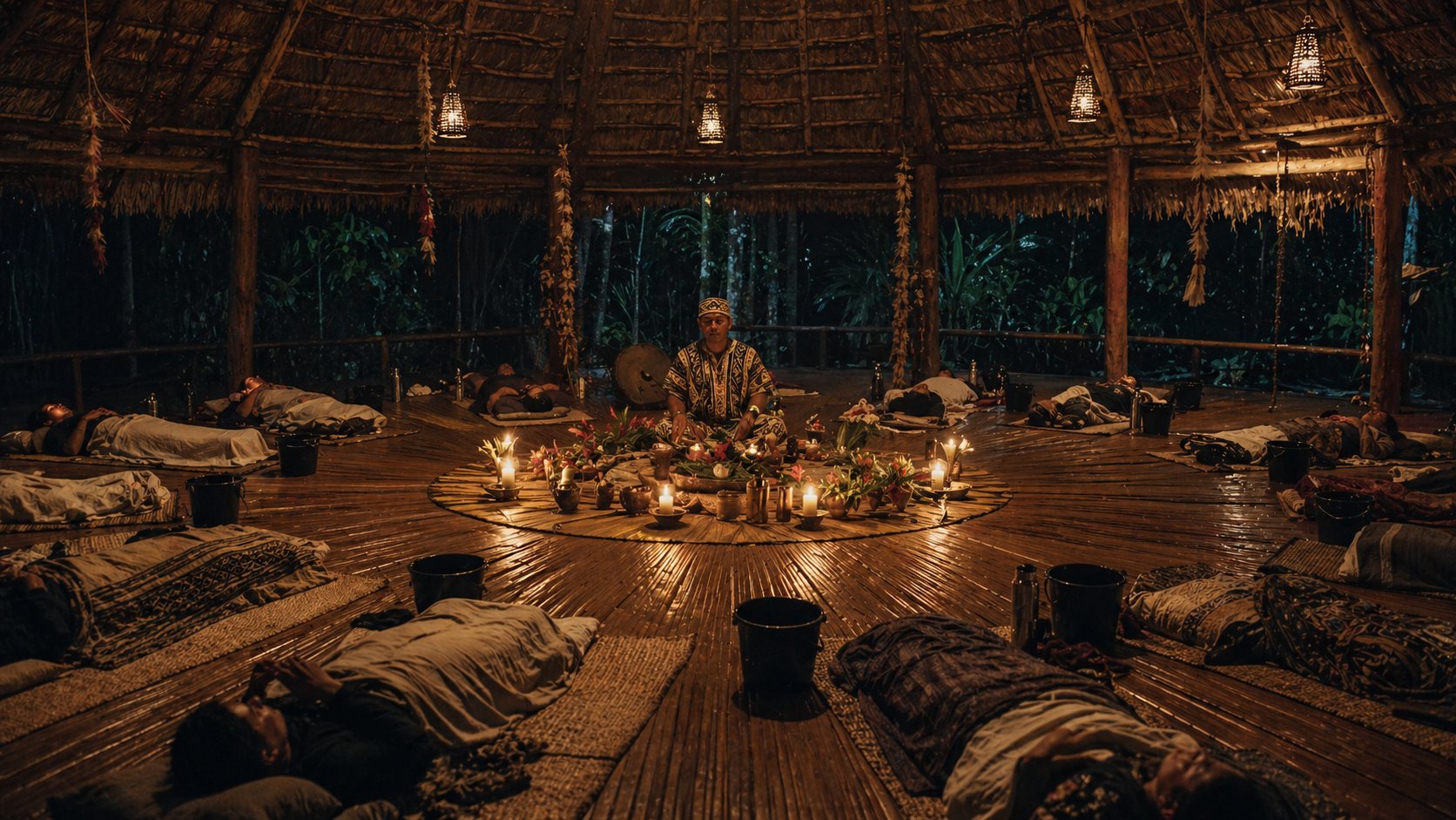 Traditional ayahuasca ceremony in a maloca